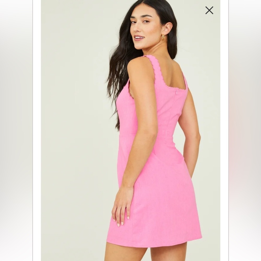 New with tags altard state Skye scallop linen dress in pink - Picture 2 of 3